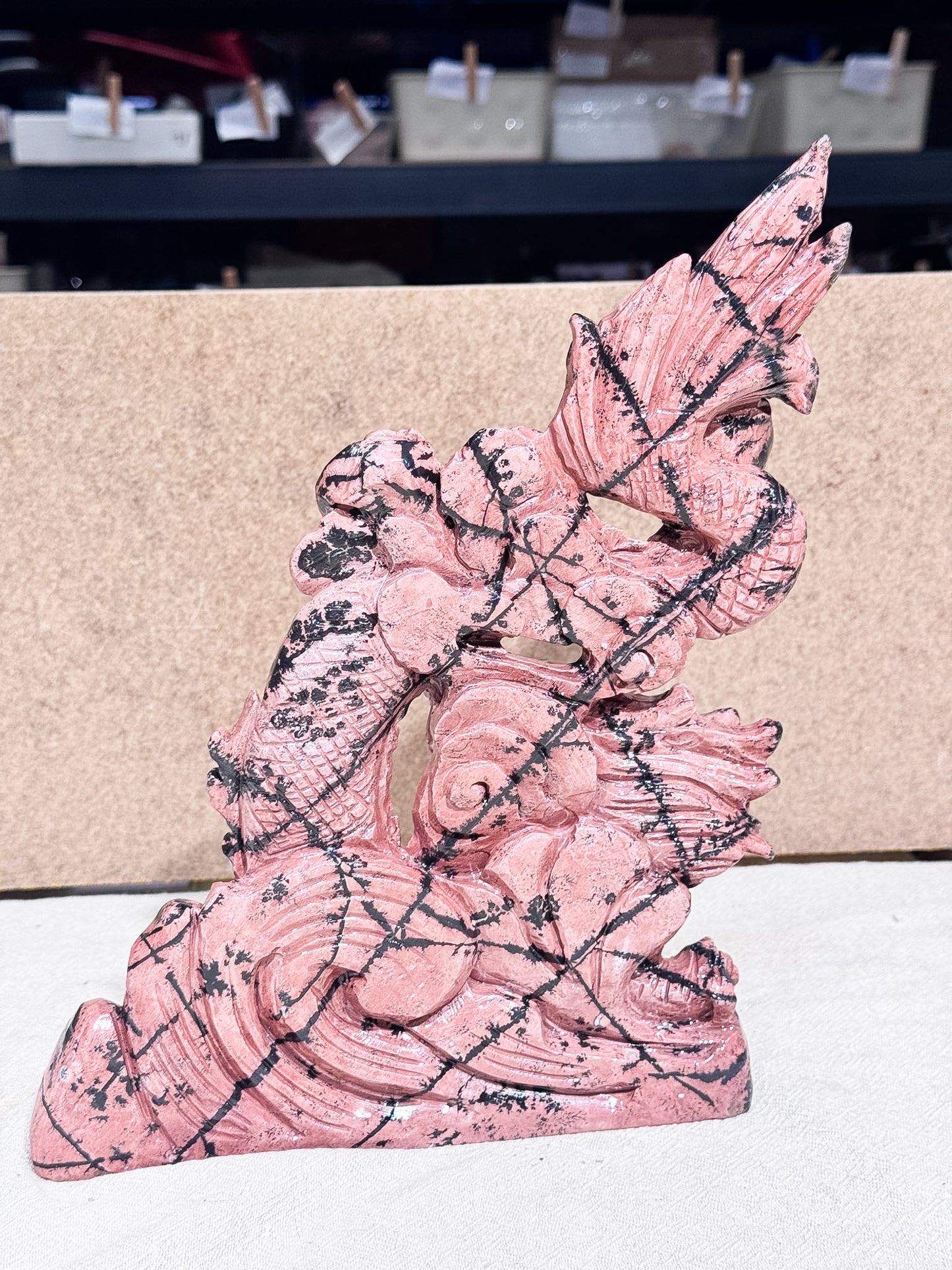Pink Picture Jasper Dragon Carving