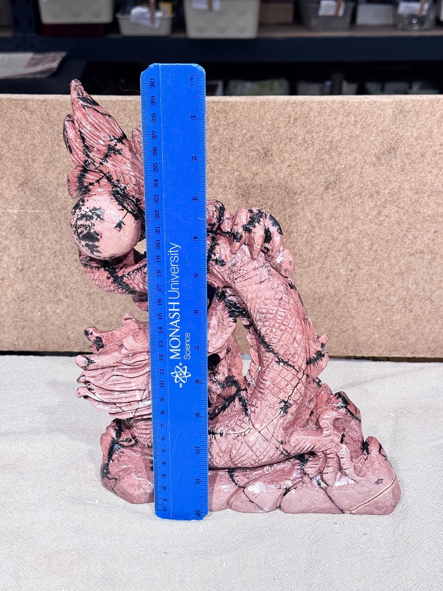 Pink Picture Jasper Dragon Carving