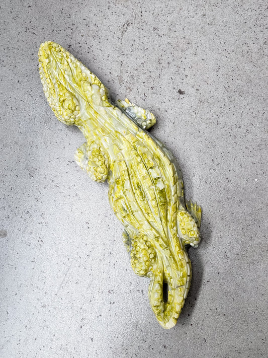 Serpentine Crocodile Carving