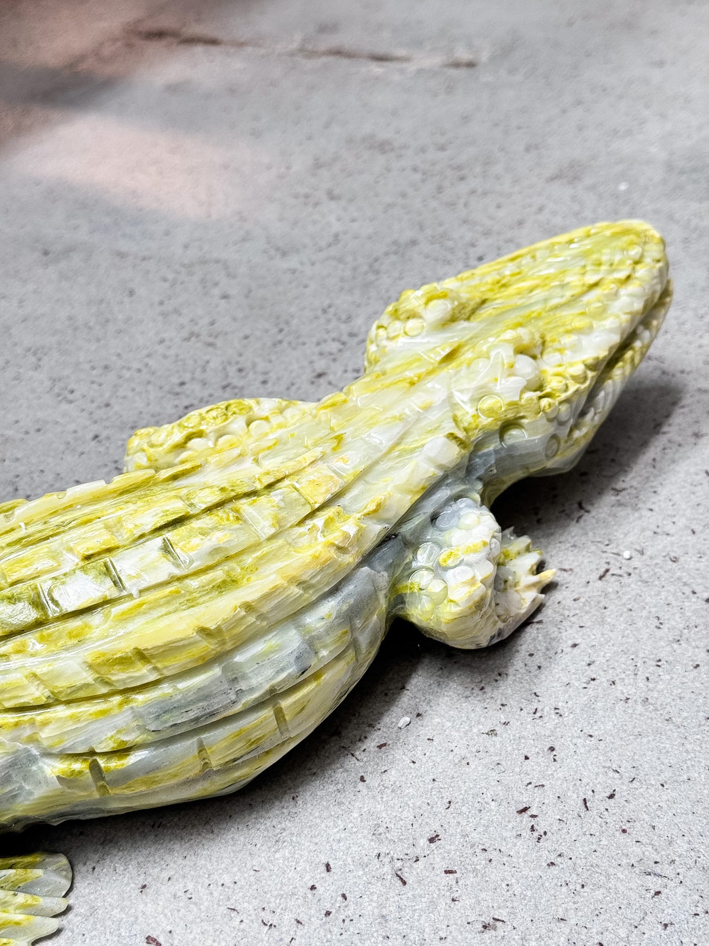 Serpentine Crocodile Carving