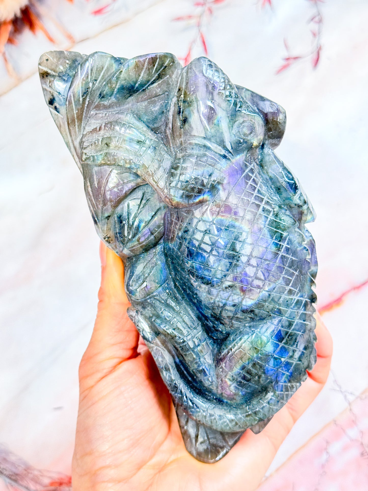 Purple Labradorite Lizard Carving