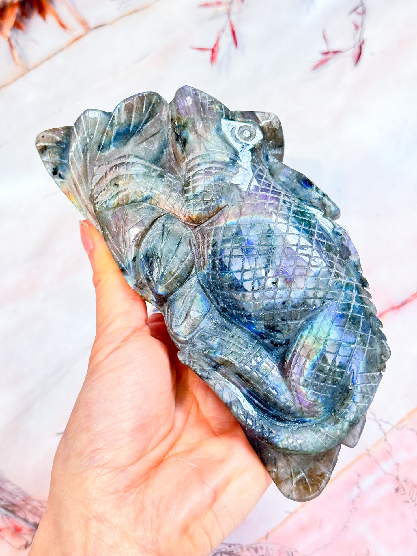 Purple Labradorite Lizard Carving