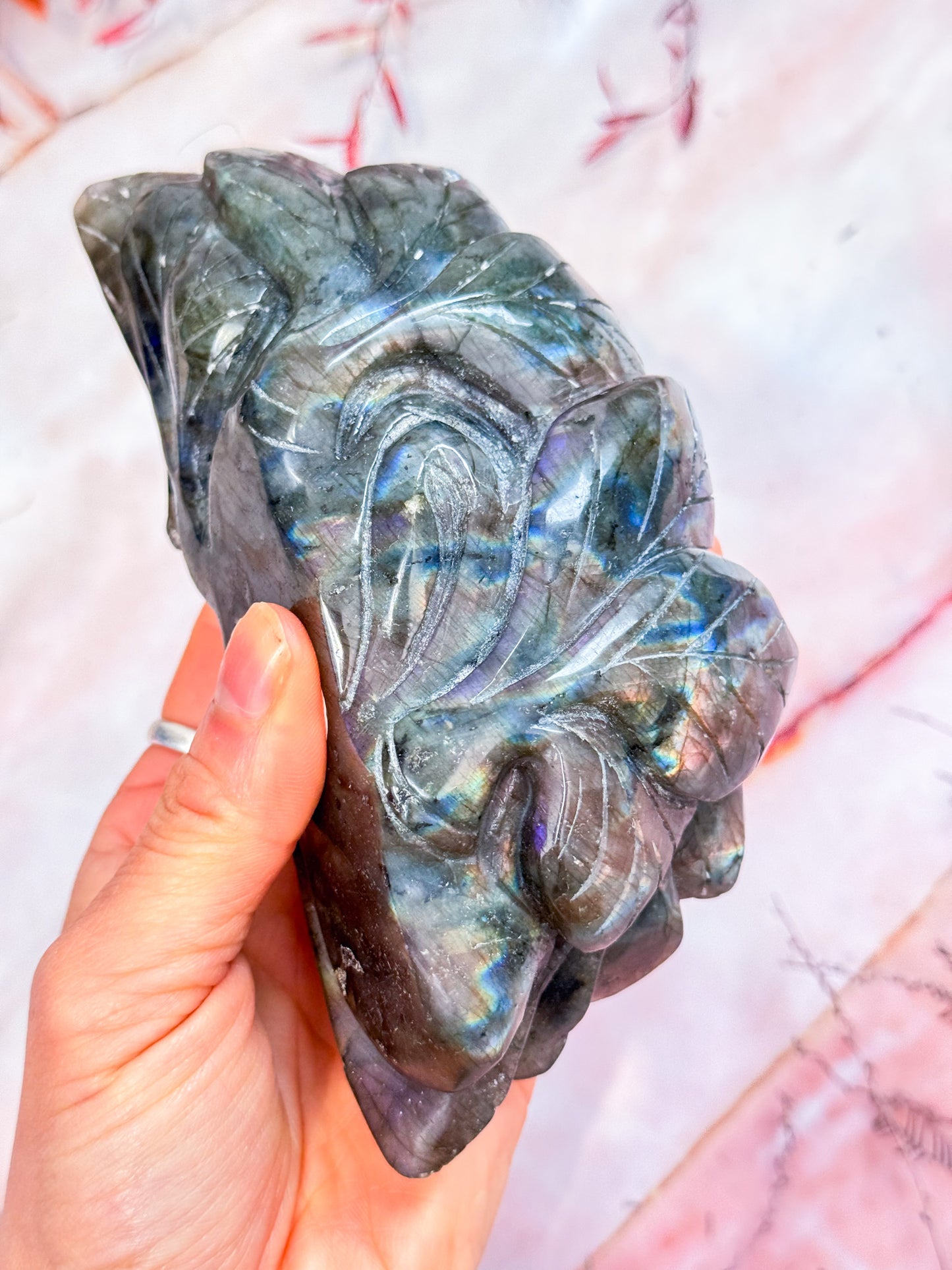 Purple Labradorite Lizard Carving