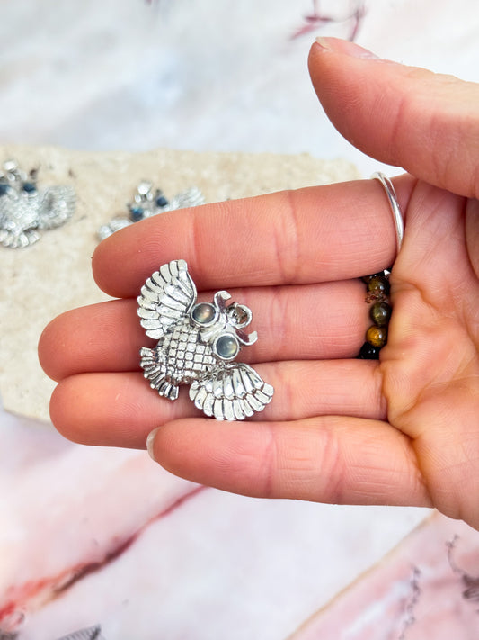 Labradorite Owl Pendants