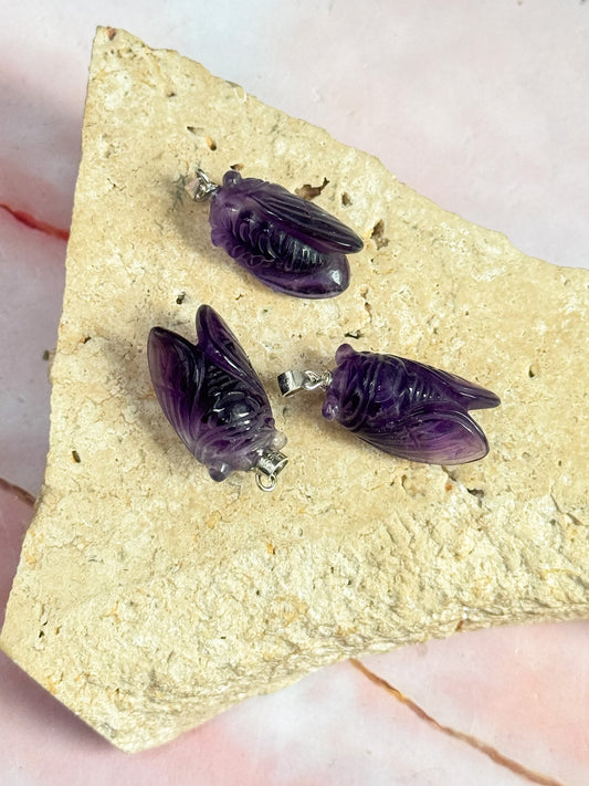 Amethyst Cicada Pendants