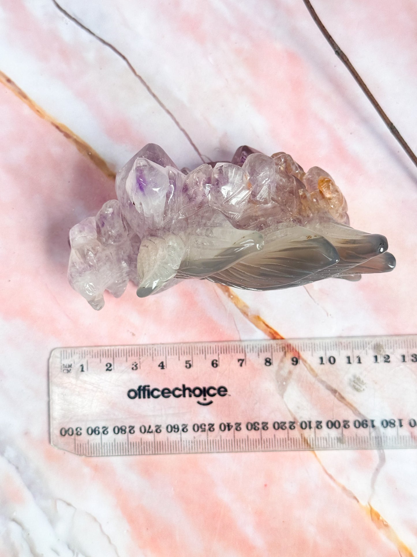 Amethyst and Agate Kitsune Carving