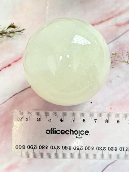 White Optical Calcite Sphere