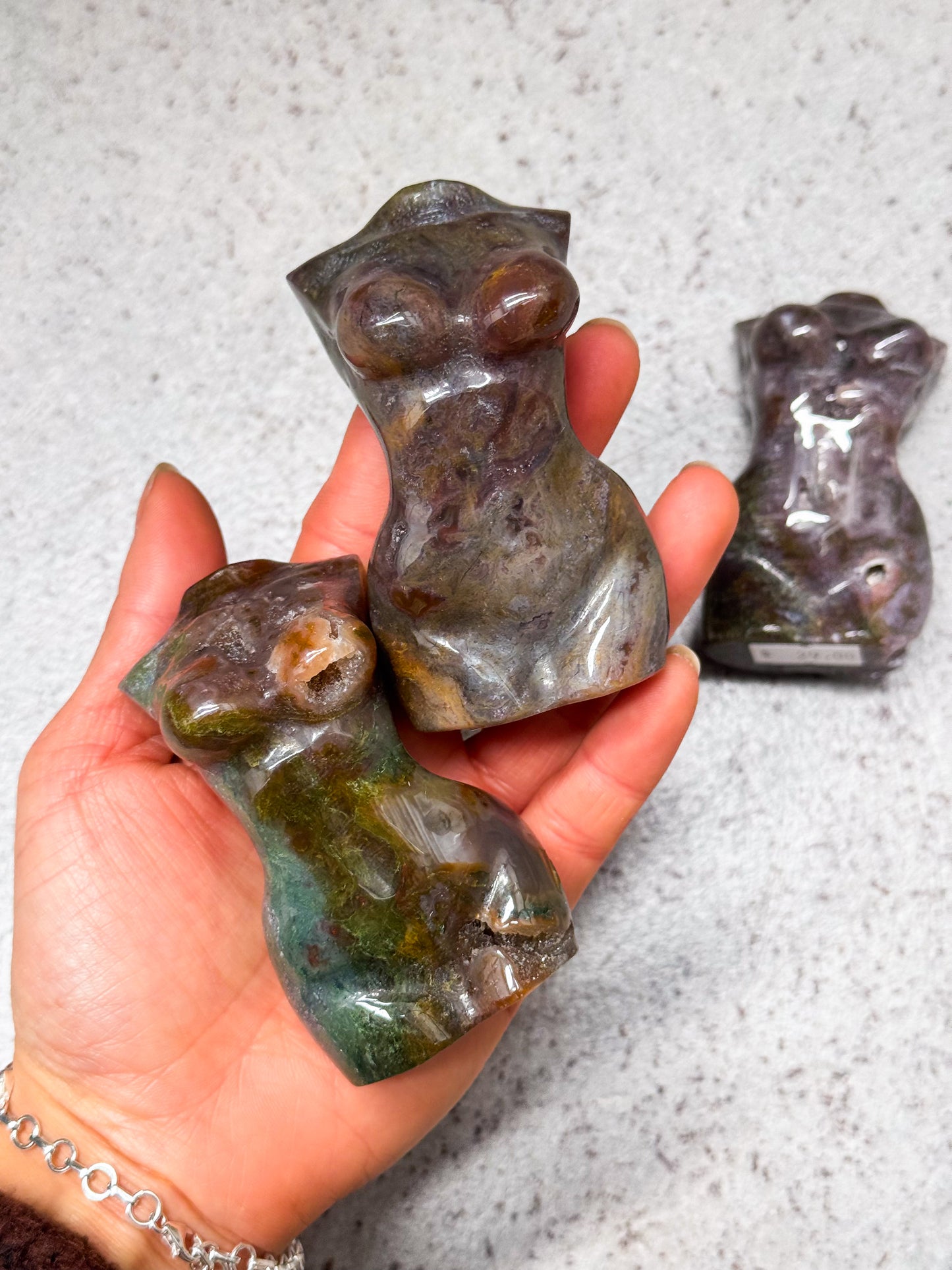 Moss Agate Torso Carvings