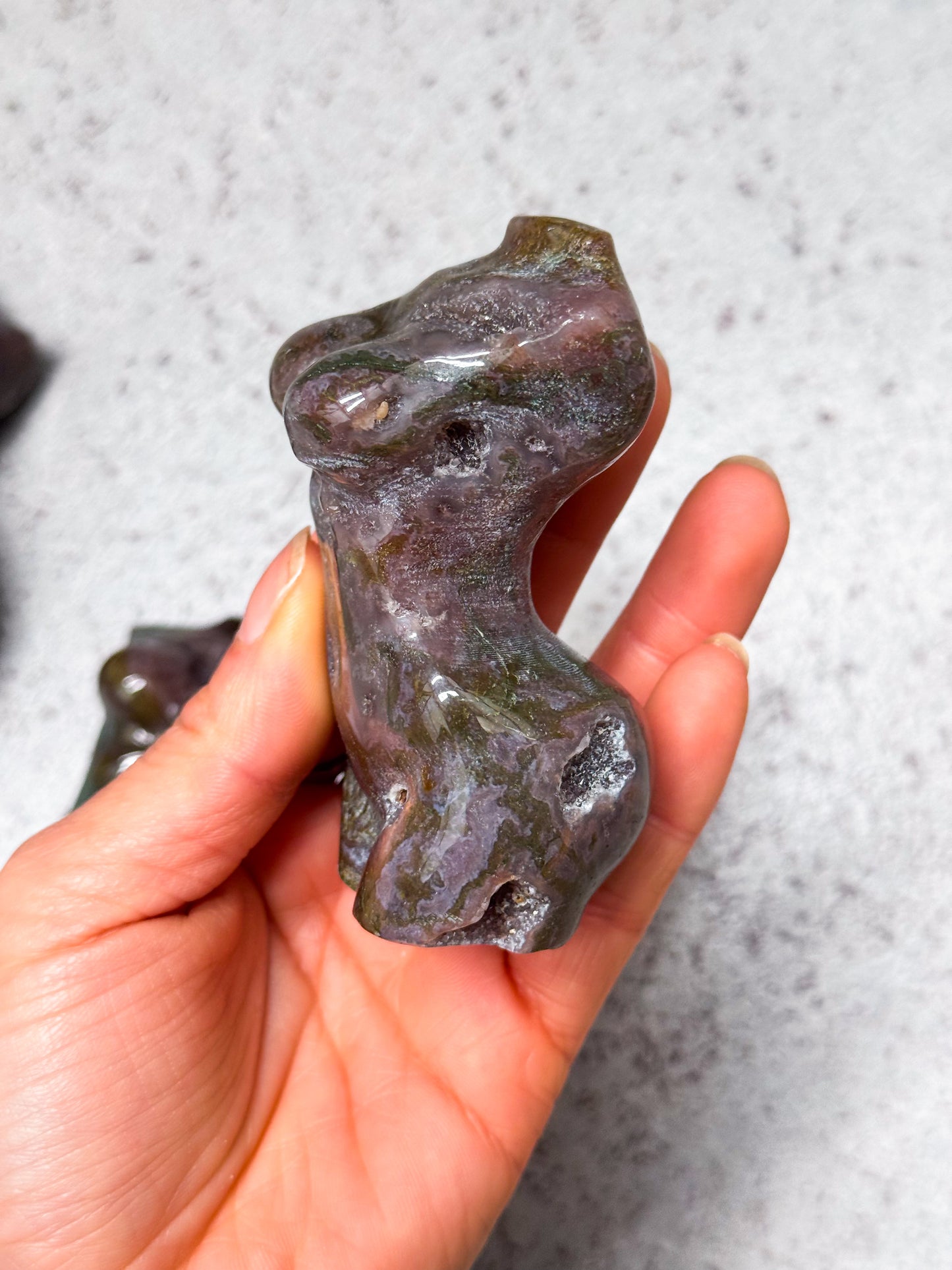 Moss Agate Torso Carvings