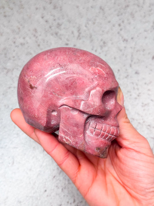 Rhodonite Skull