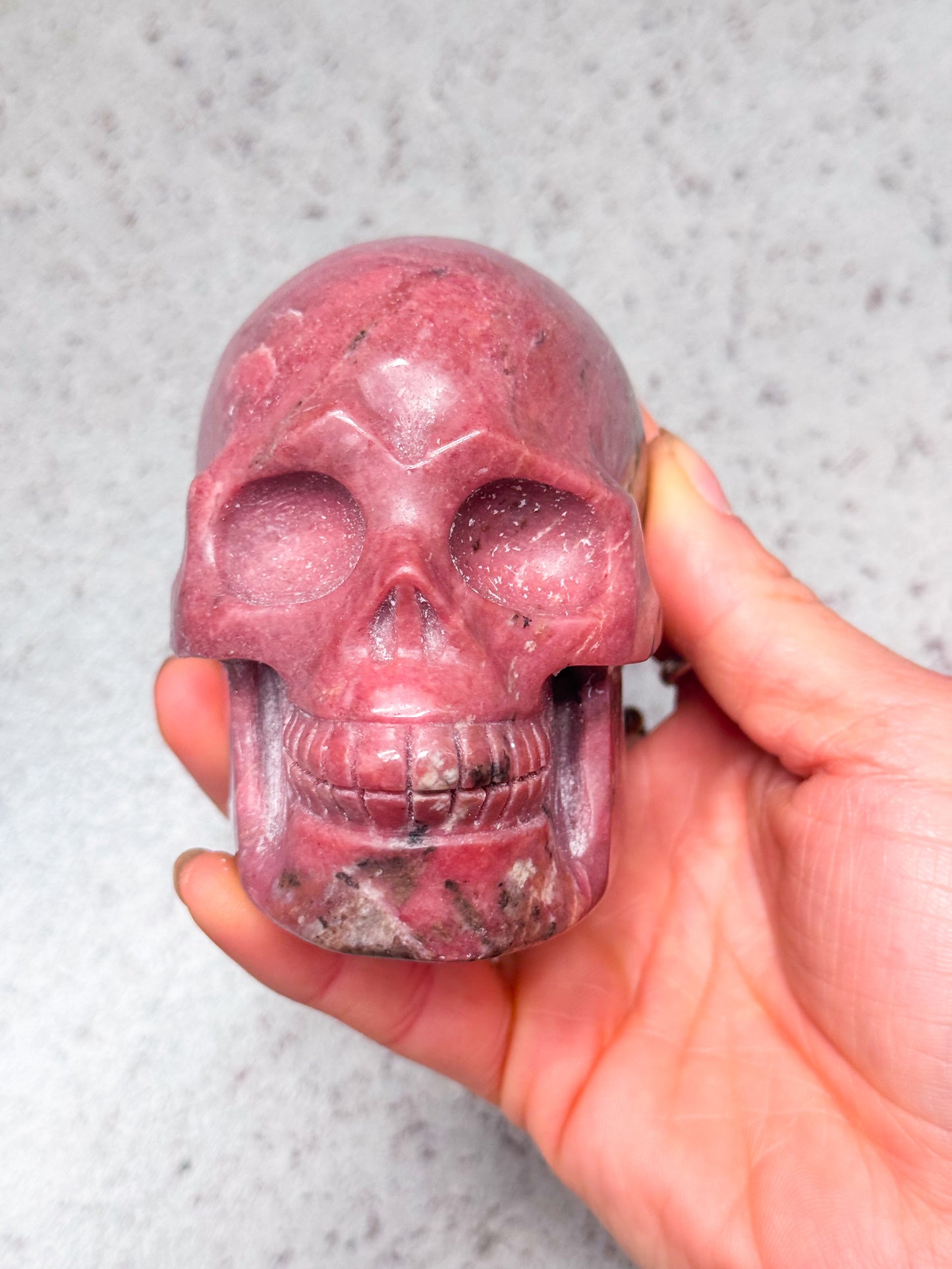 Rhodonite Skull