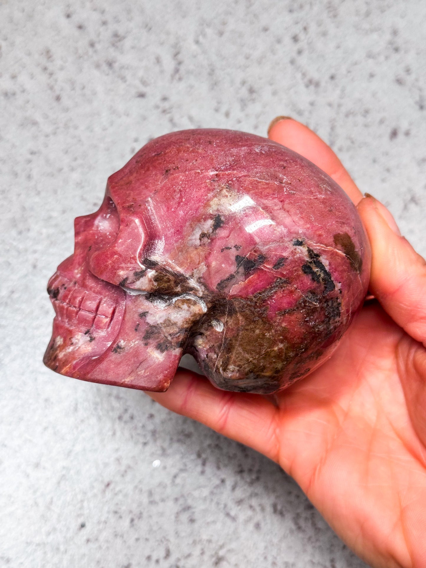 Rhodonite Skull